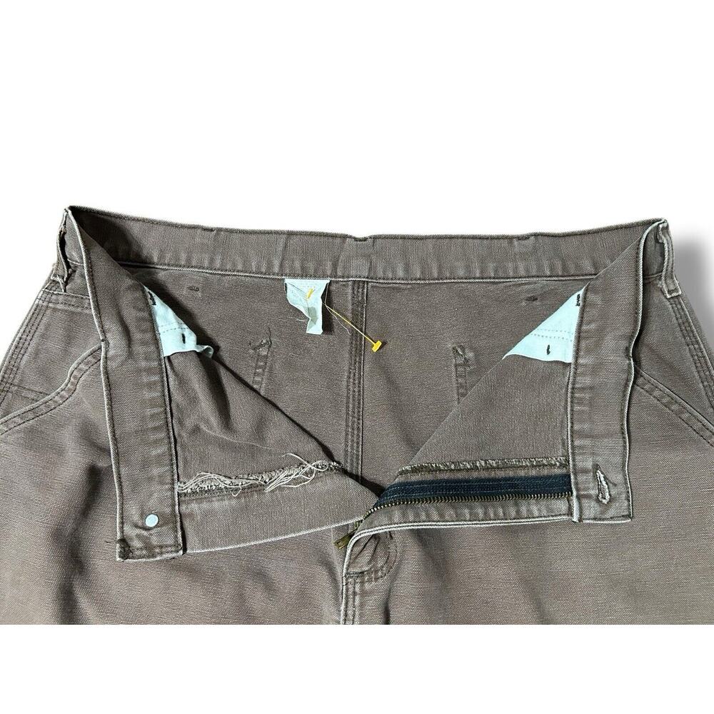 Vintage Faded Carhartt B11 CHT Canvas Pant 37x28 Brown Dungaree Wide Workwear - Picture 7 of 12